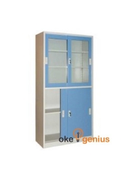 File Cabinet 4 Shelf 4 Door Sliding Blue