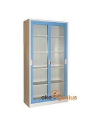 File Cabinet 4 Shelf Glass Sliding Blue